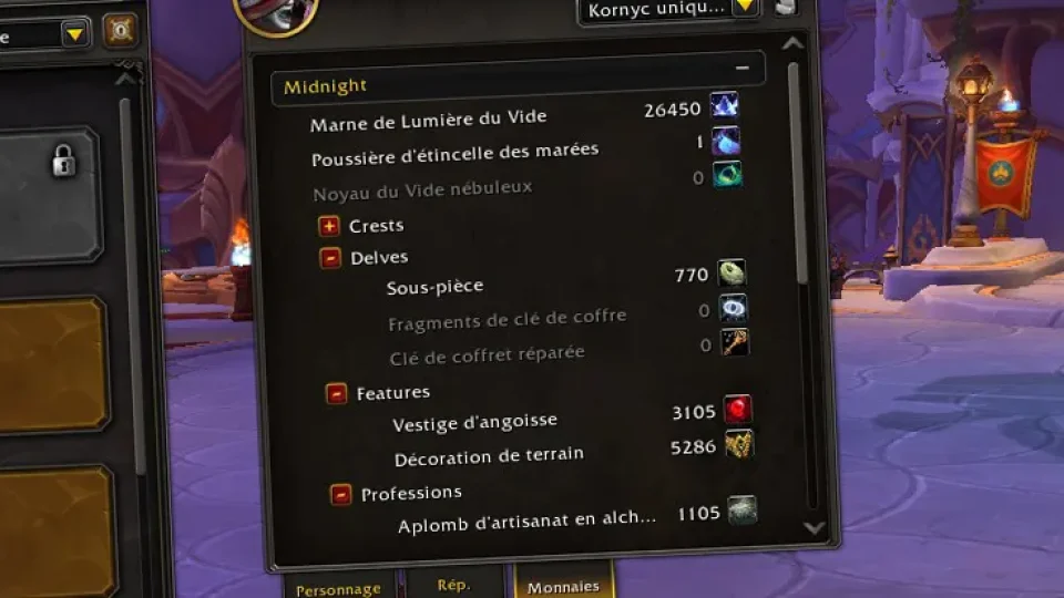 Blizzard réorganise l'interface des monnaies pour le patch 12.1 de Midnight