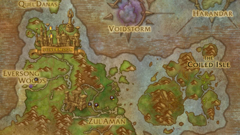 Patch 12.1 (Midnight) : Carte de l’île Annelée, et mise à jour de celle des Royaumes de l'Est