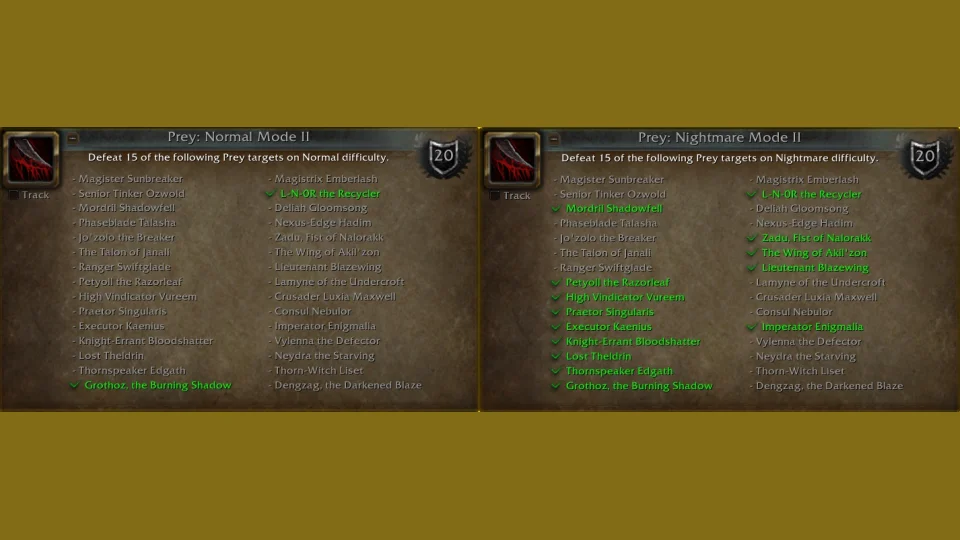 Difficulty Specific Prey Achievements Create a Huge Grind for Achievement Hunters