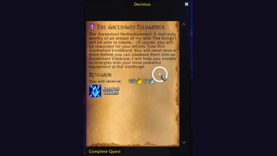 Complete Nilhammer Quest on Main Character First