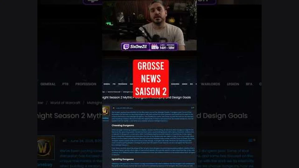 #blizzard communique ! #donjon #saison2 #worldofwarcraft #midnight #retail #miseajour #patch